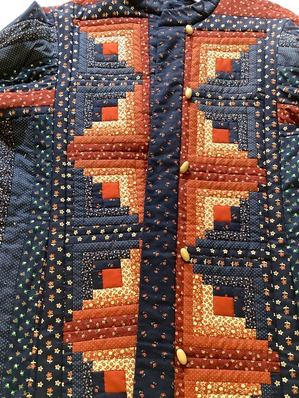 Handmade Quilted Patchwork Utility Tamarack Jacket in Navy and Red - Picture 9 of 9